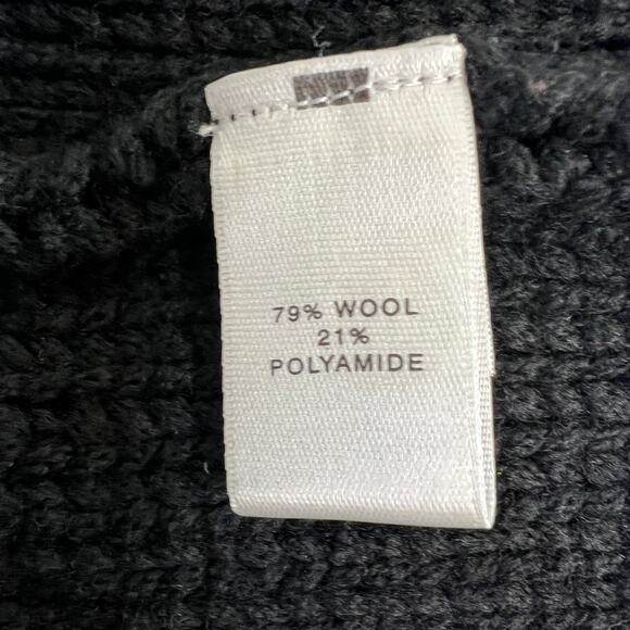 St. John Black Cardigan Sweater Wool Chunky Knit Shawl Collar 3/4 Raglan Sleeve - Picture 5 of 6